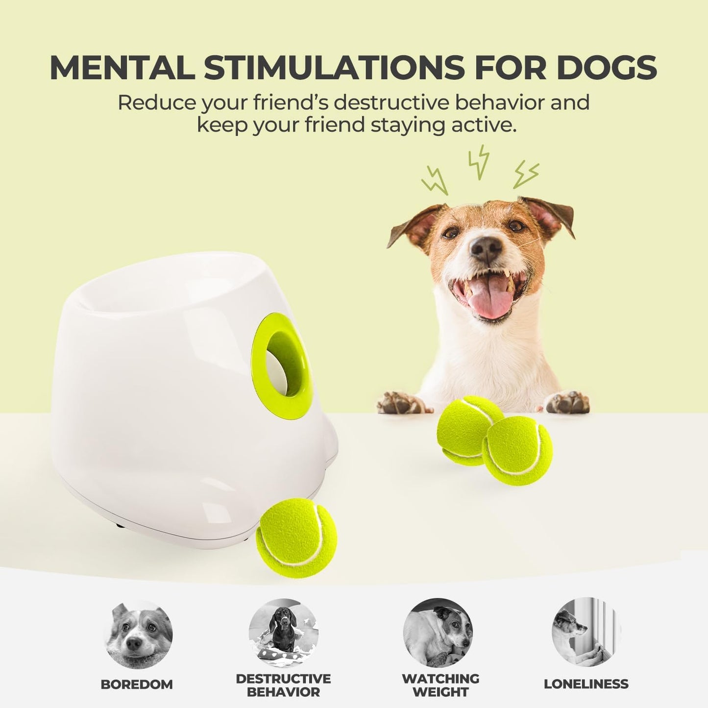 Automatic Dog Ball Launcher for Small Dogs – Interactive Tennis Thrower with 3 Modes & Balls