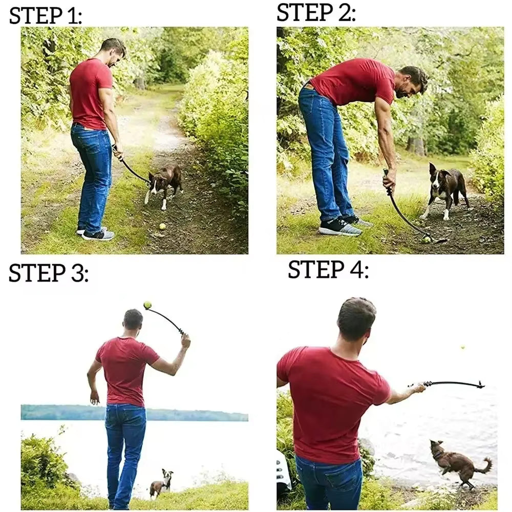 Dog Ball Launcher – Hands-Free Tennis Ball Thrower for Small, Medium & Large Dogs, Portable Fetch & Chase Training Toy