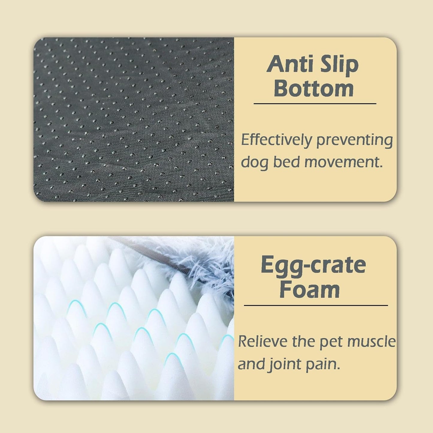 Fluffy Calming Dog Bed – Anti-Anxiety Crate Cushion with Washable Cover & Anti-Slip Bottom for Small, Medium, Large Pets