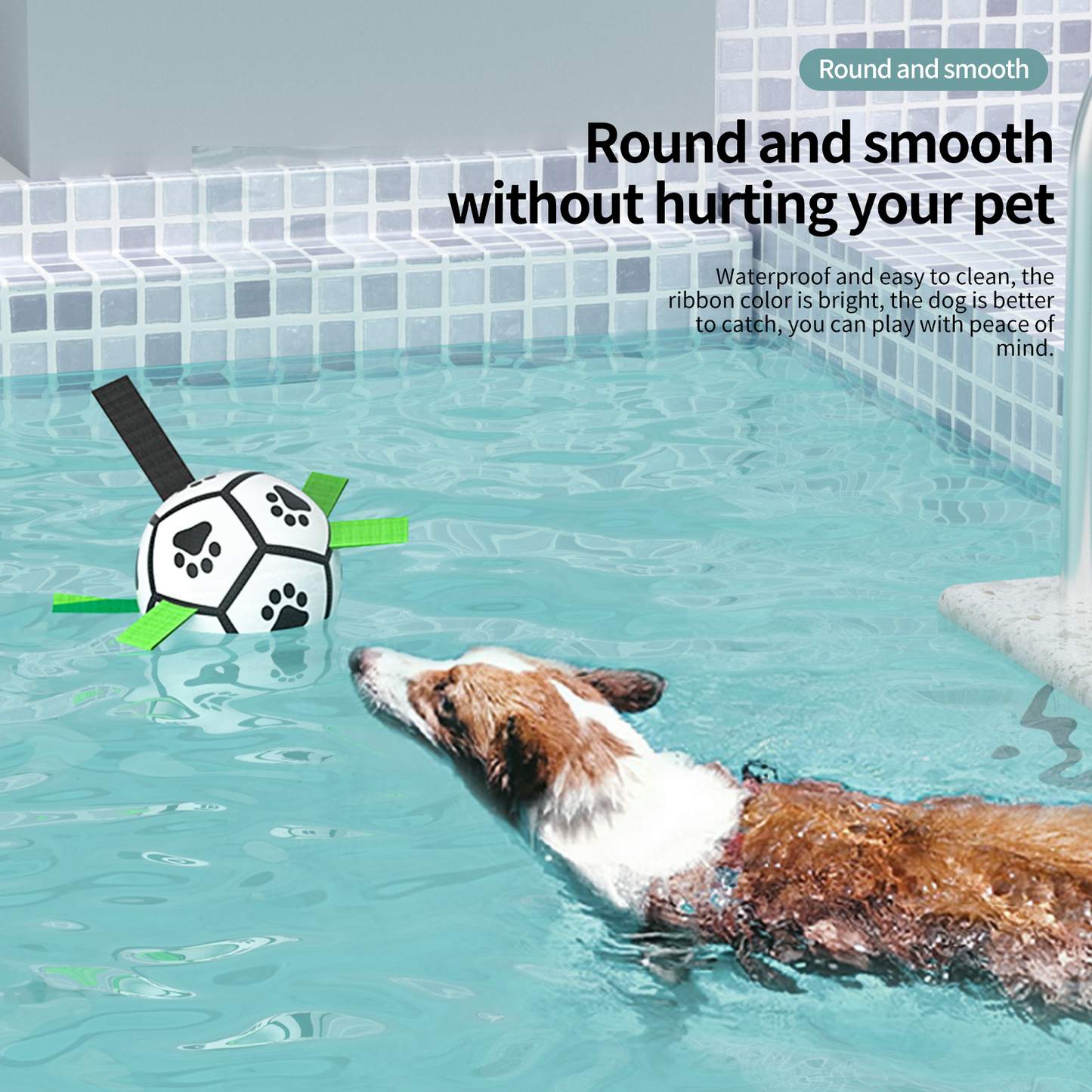 Interactive Dog Football Toy with Grab Tabs – Durable Water Ball for Small & Medium Dogs, Indoor & Outdoor Play