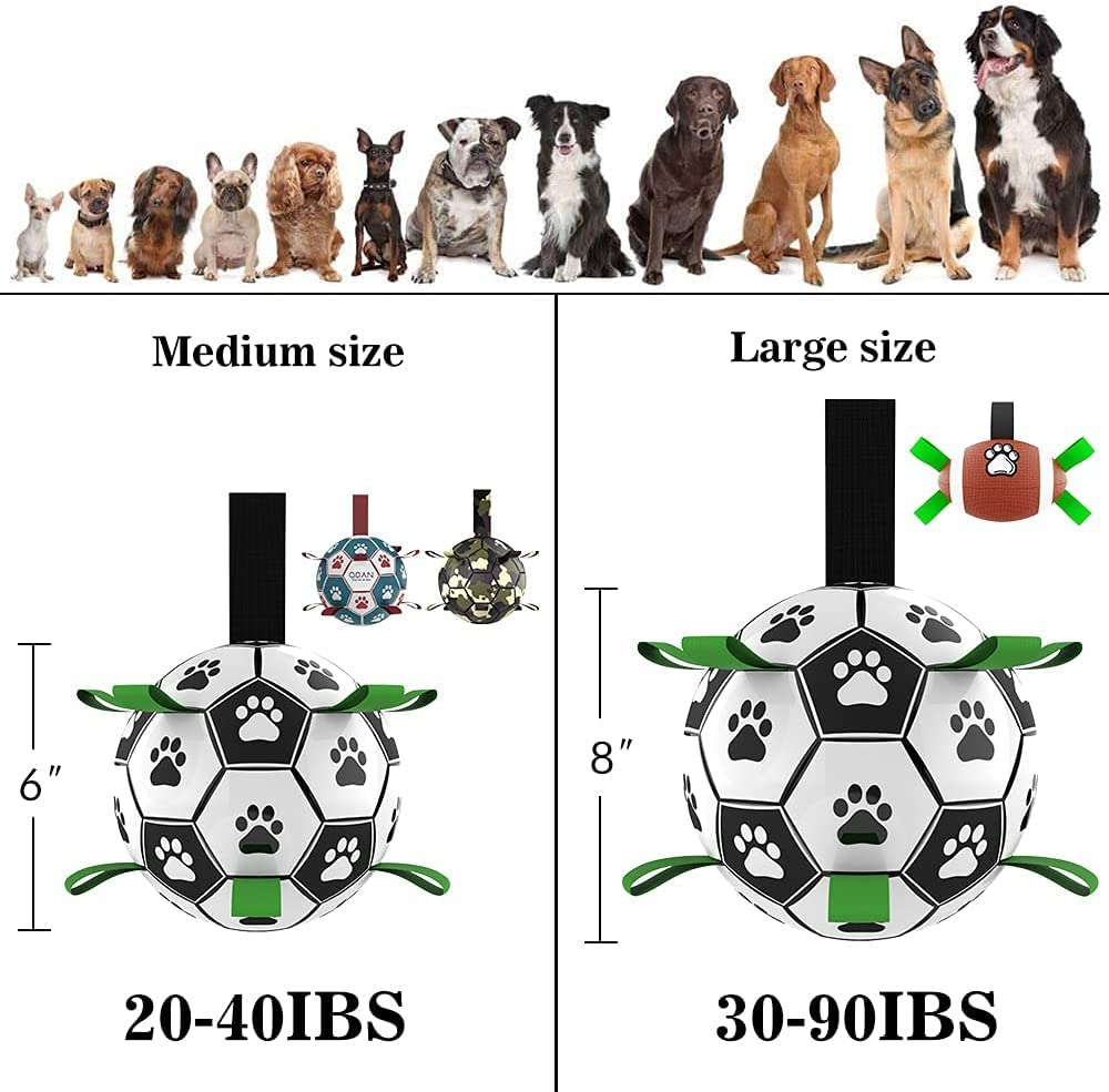 Interactive Dog Football Toy with Grab Tabs – Durable Water Ball for Small & Medium Dogs, Indoor & Outdoor Play