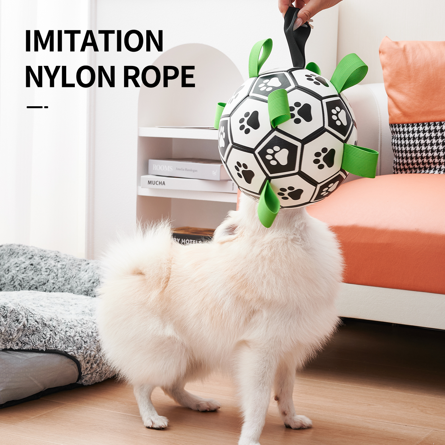 Interactive Dog Football Toy with Grab Tabs – Durable Water Ball for Small & Medium Dogs, Indoor & Outdoor Play