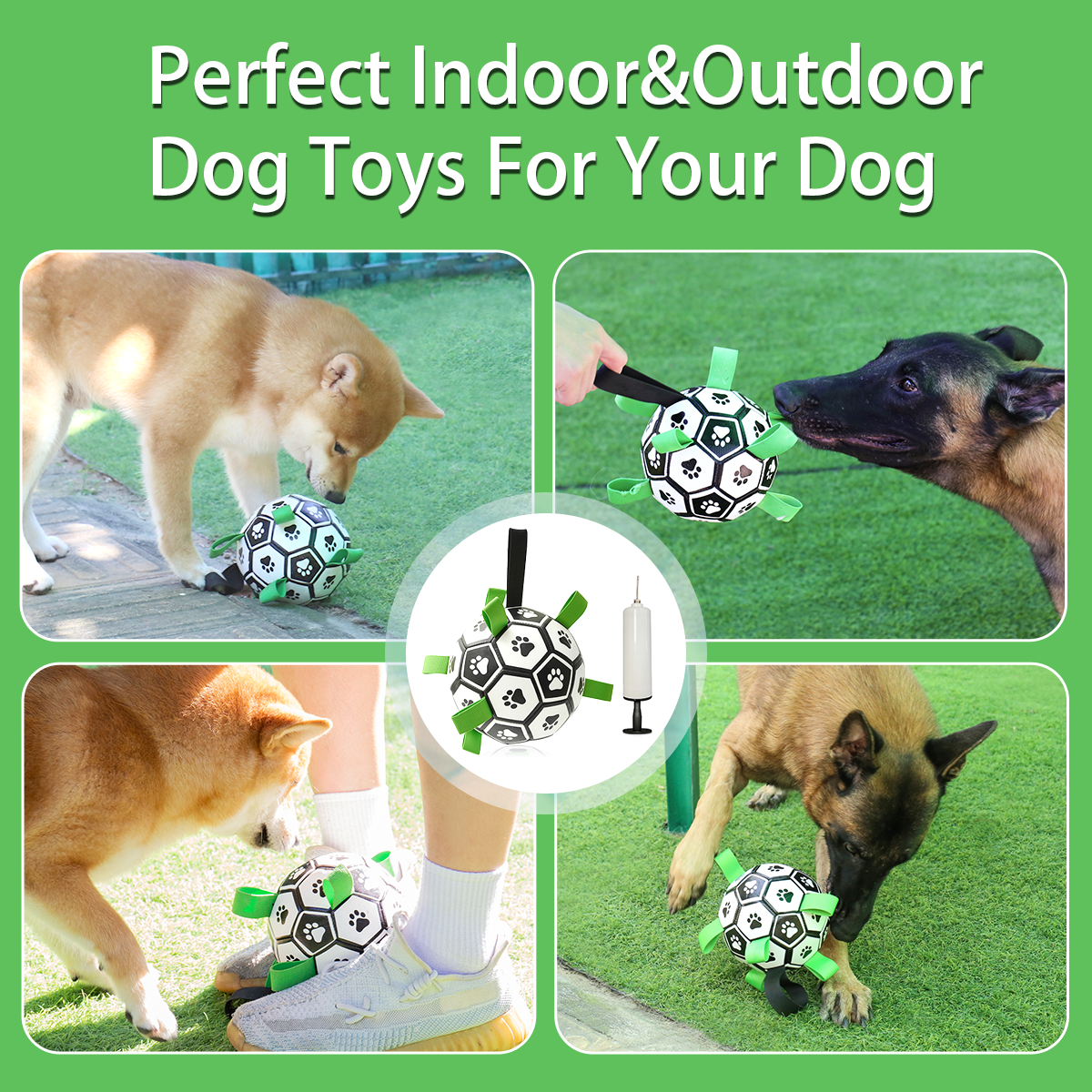 Interactive Dog Football Toy with Grab Tabs – Durable Water Ball for Small & Medium Dogs, Indoor & Outdoor Play