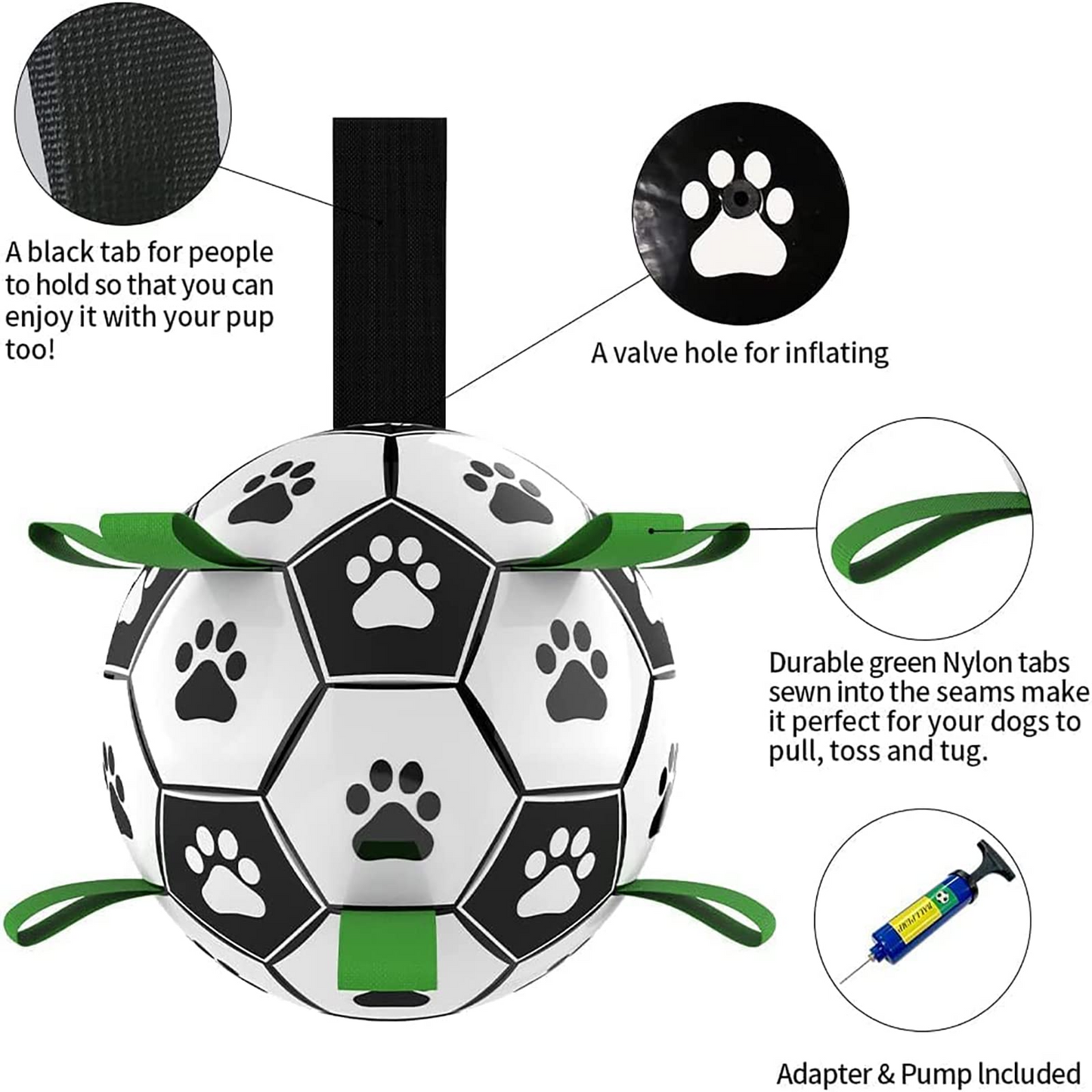 Interactive Dog Football Toy with Grab Tabs – Durable Water Ball for Small & Medium Dogs, Indoor & Outdoor Play