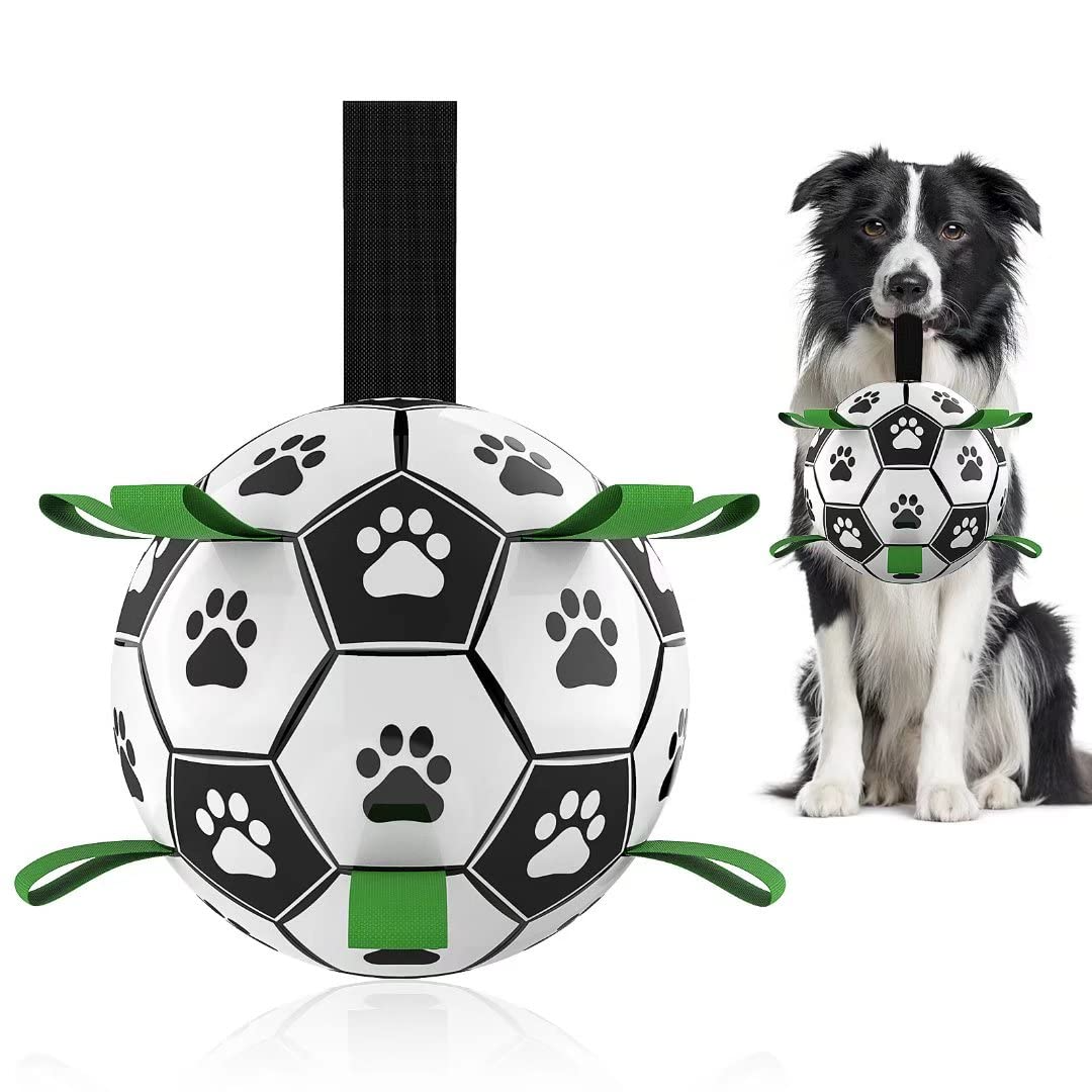 Interactive Dog Football Toy with Grab Tabs – Durable Water Ball for Small & Medium Dogs, Indoor & Outdoor Play