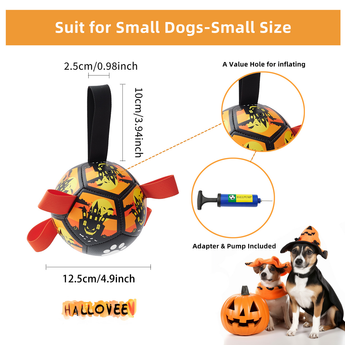 Interactive Dog Football Toy with Grab Tabs – Durable Water Ball for Small & Medium Dogs, Indoor & Outdoor Play