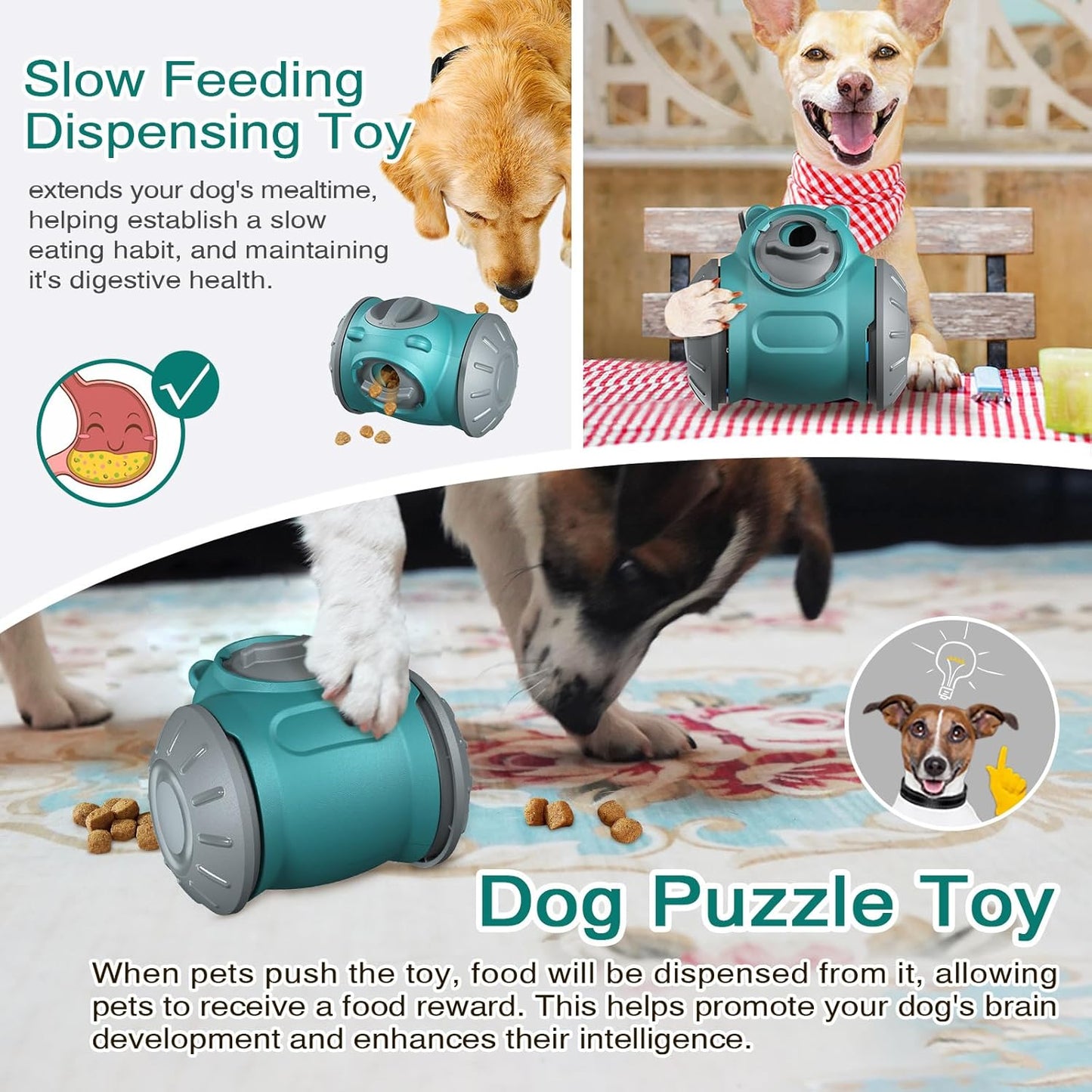 Interactive Dog Tumbler Feeder Toy – Slow Feeding IQ Training Toy for Small & Medium Dogs and Cats