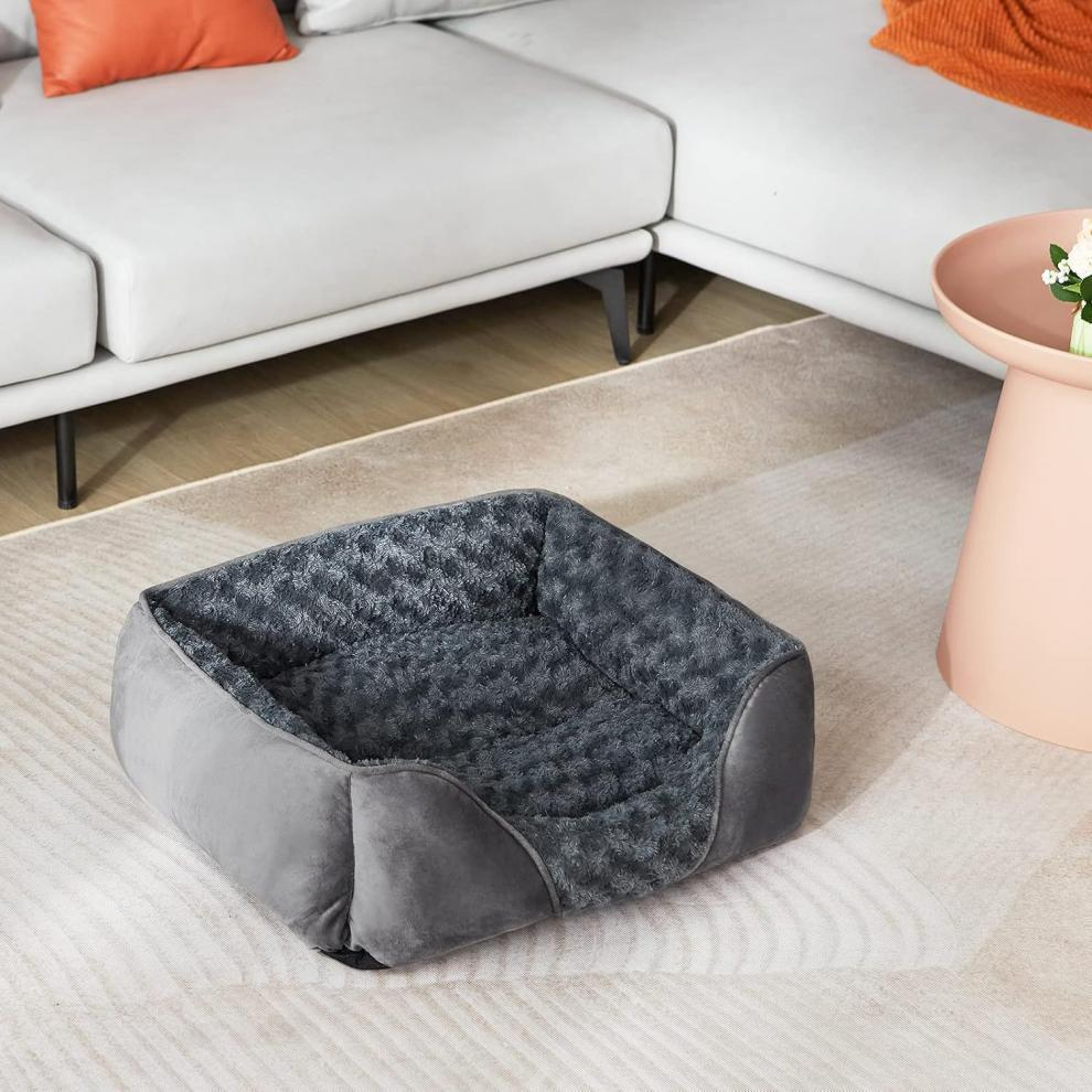 Machine Washable Dog Bed – Suede Fabric, Anti-Slip, High-Rebound Sides for Support