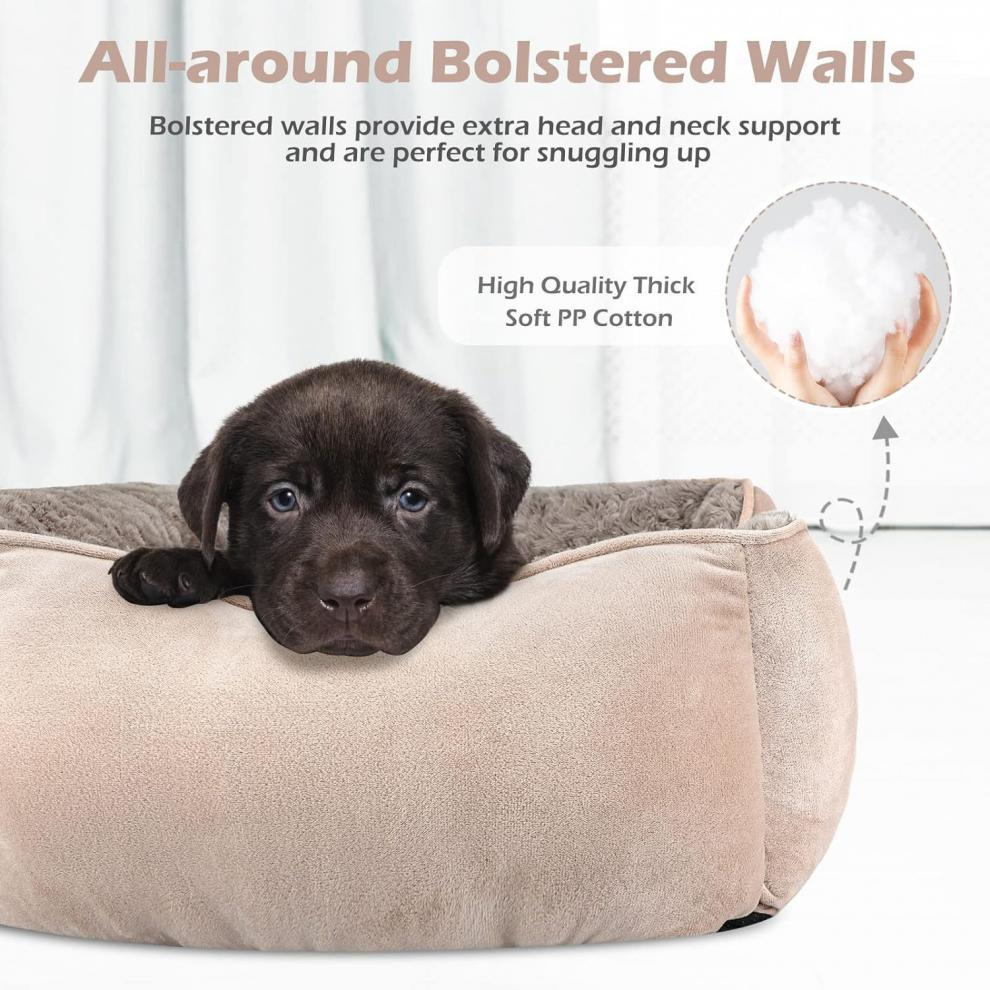 Machine Washable Dog Bed – Suede Fabric, Anti-Slip, High-Rebound Sides for Support