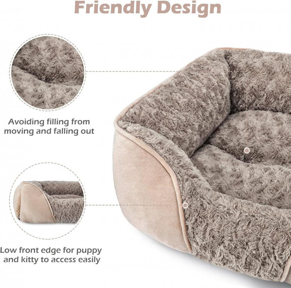 Machine Washable Dog Bed – Suede Fabric, Anti-Slip, High-Rebound Sides for Support