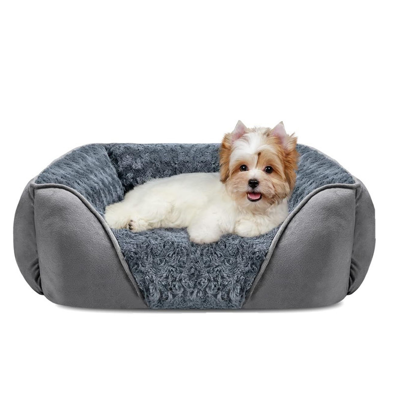 Machine Washable Dog Bed – Suede Fabric, Anti-Slip, High-Rebound Sides for Support