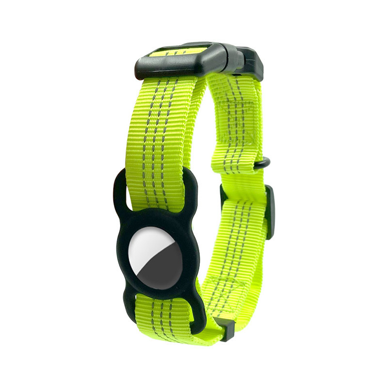 Reflective Dog Collar with Airtag Holder – Adjustable Anti-Lost Nylon Pet Collar