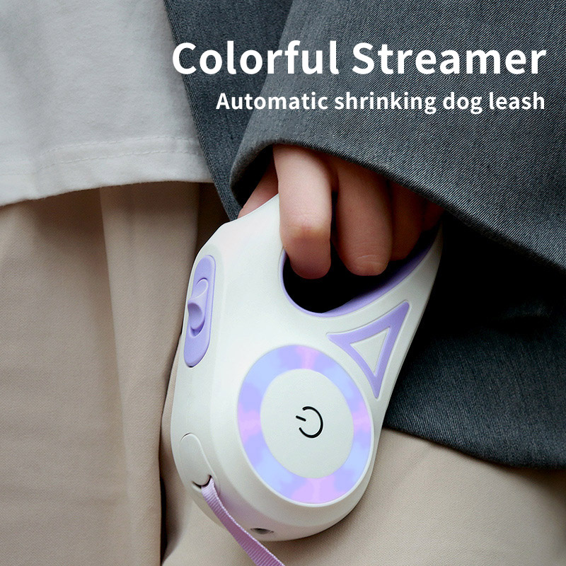 Retractable Dog Leash with LED Light – Tangle-Free, Smart Lock, Night Safety
