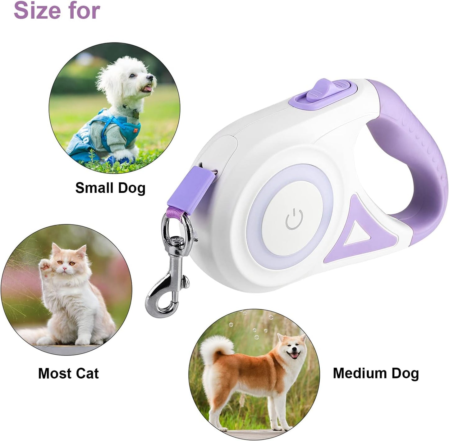 Retractable Dog Leash with LED Light – Tangle-Free, Smart Lock, Night Safety
