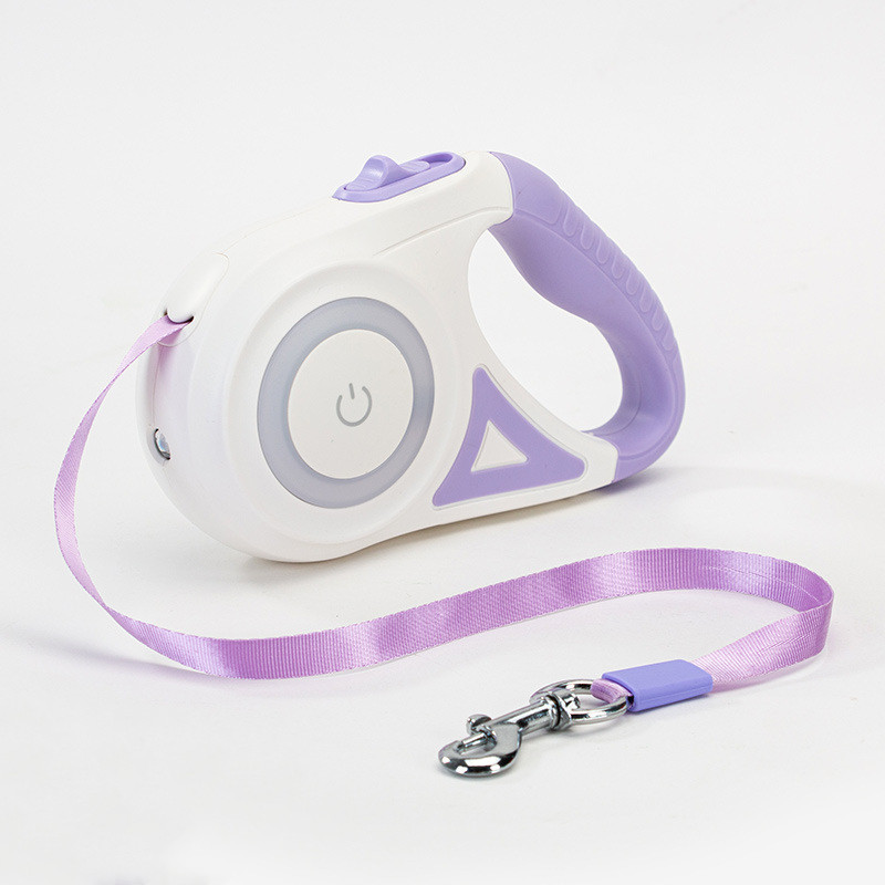 Retractable Dog Leash with LED Light – Tangle-Free, Smart Lock, Night Safety