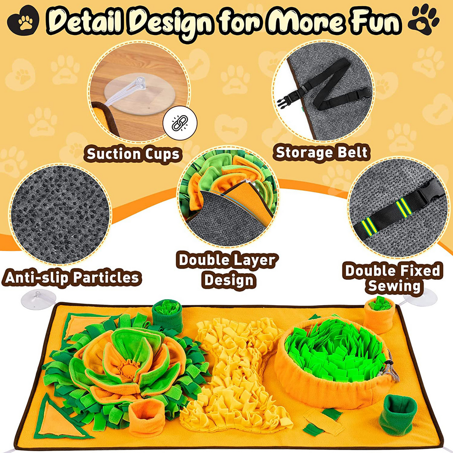 Snuffle Mat for Dogs – Interactive Feeding Puzzle Toy for Mental Stimulation & Slow Eating, Machine Washable, Anti-Slip Design