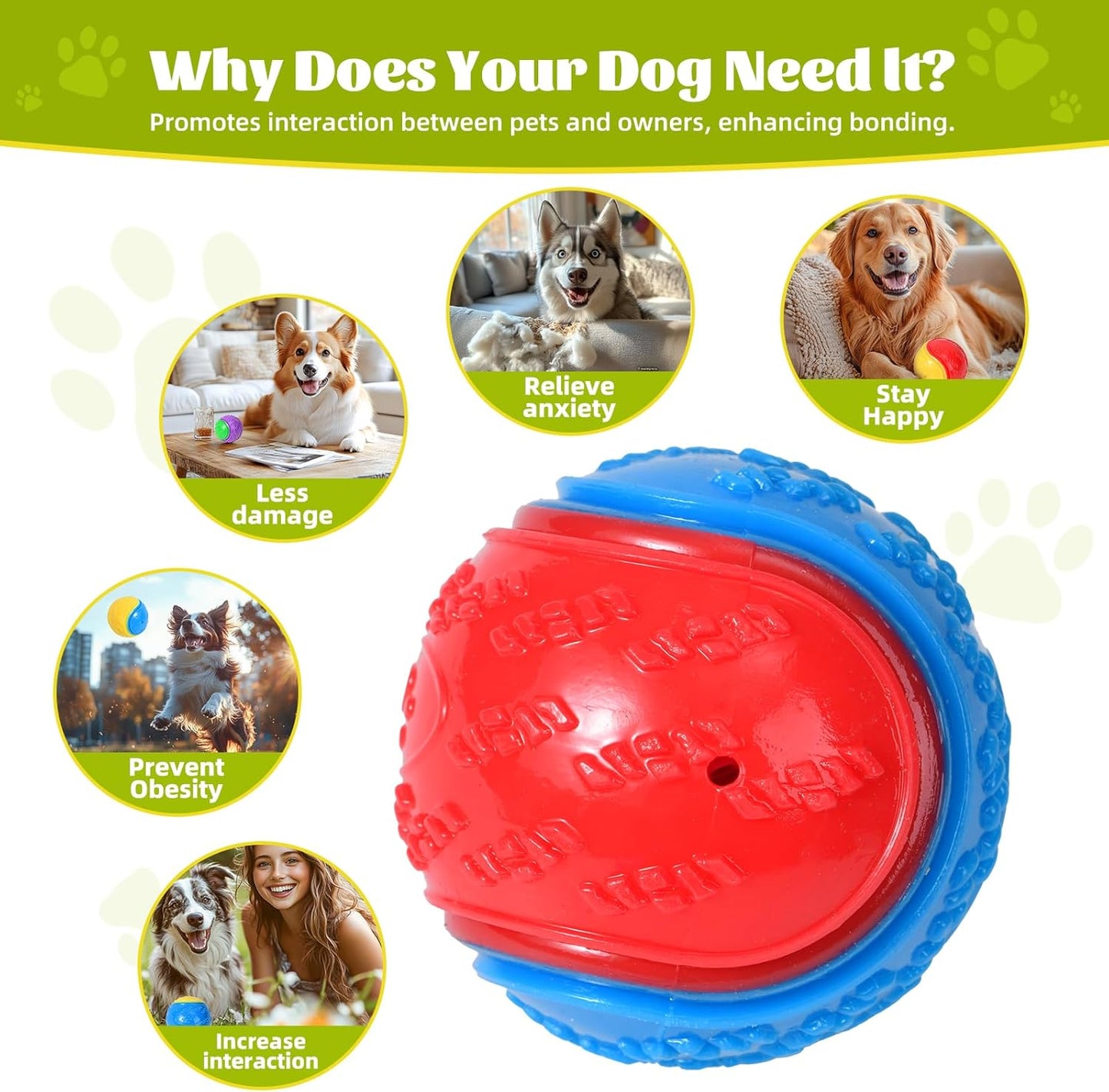 Indestructible Squeaky Dog Balls – Chew Toys for Teeth Cleaning & Puppy Training