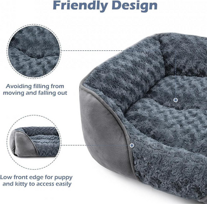 Machine Washable Dog Bed – Suede Fabric, Anti-Slip, High-Rebound Sides for Support