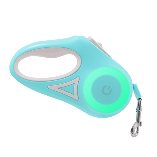 Retractable Dog Leash with LED Light – Tangle-Free, Smart Lock, Night Safety