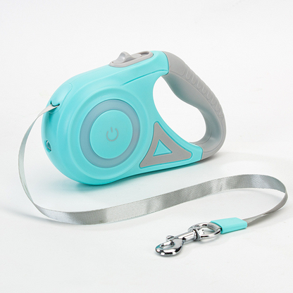 Retractable Dog Leash with LED Light – Tangle-Free, Smart Lock, Night Safety