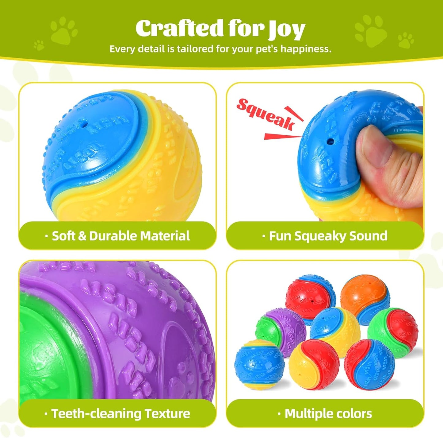Indestructible Squeaky Dog Balls – Chew Toys for Teeth Cleaning & Puppy Training